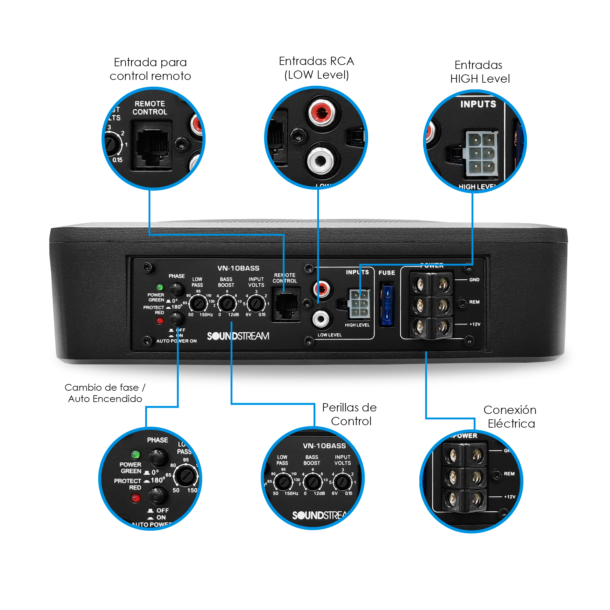 SUBWOOFER AMPLIFICADO 10 AUTOPOWER 1000W SOUNDSTREAM COLOR NEGRO.