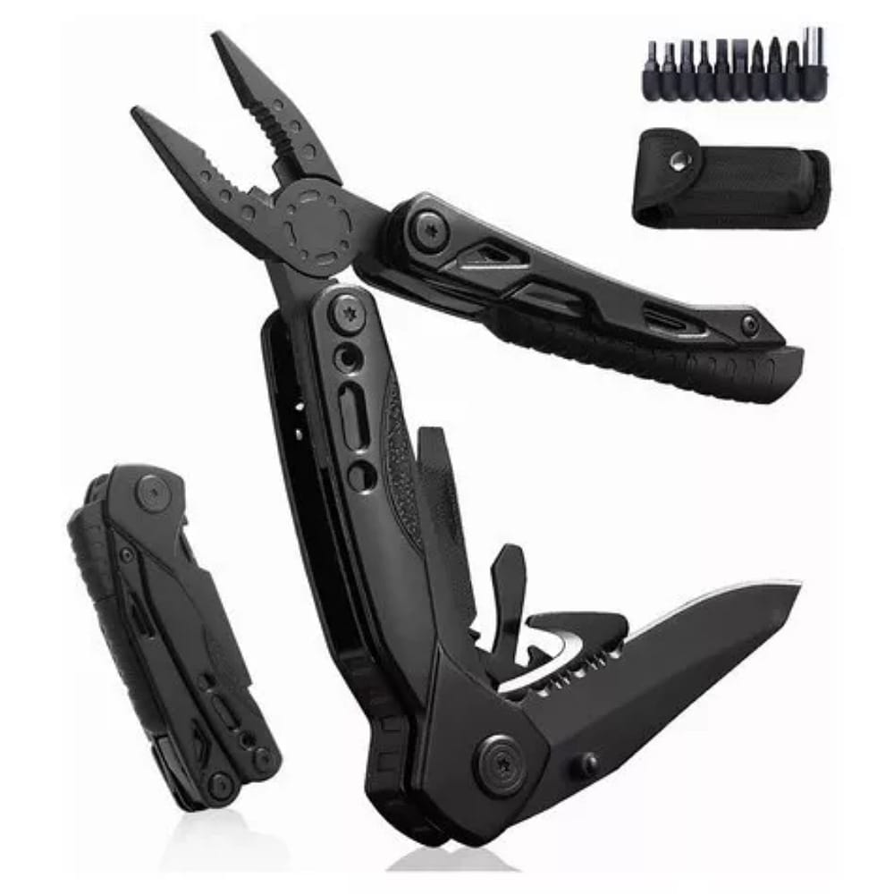 Multiherramien Pinzas Picapiedra Tijeras Abrebotellas Abrelatas Cuchillo De Gancho Acero Inoxidable Viene Con Broca Y Caja De Almacenamiento Especial Aplicable A Camping Pesca Equitación