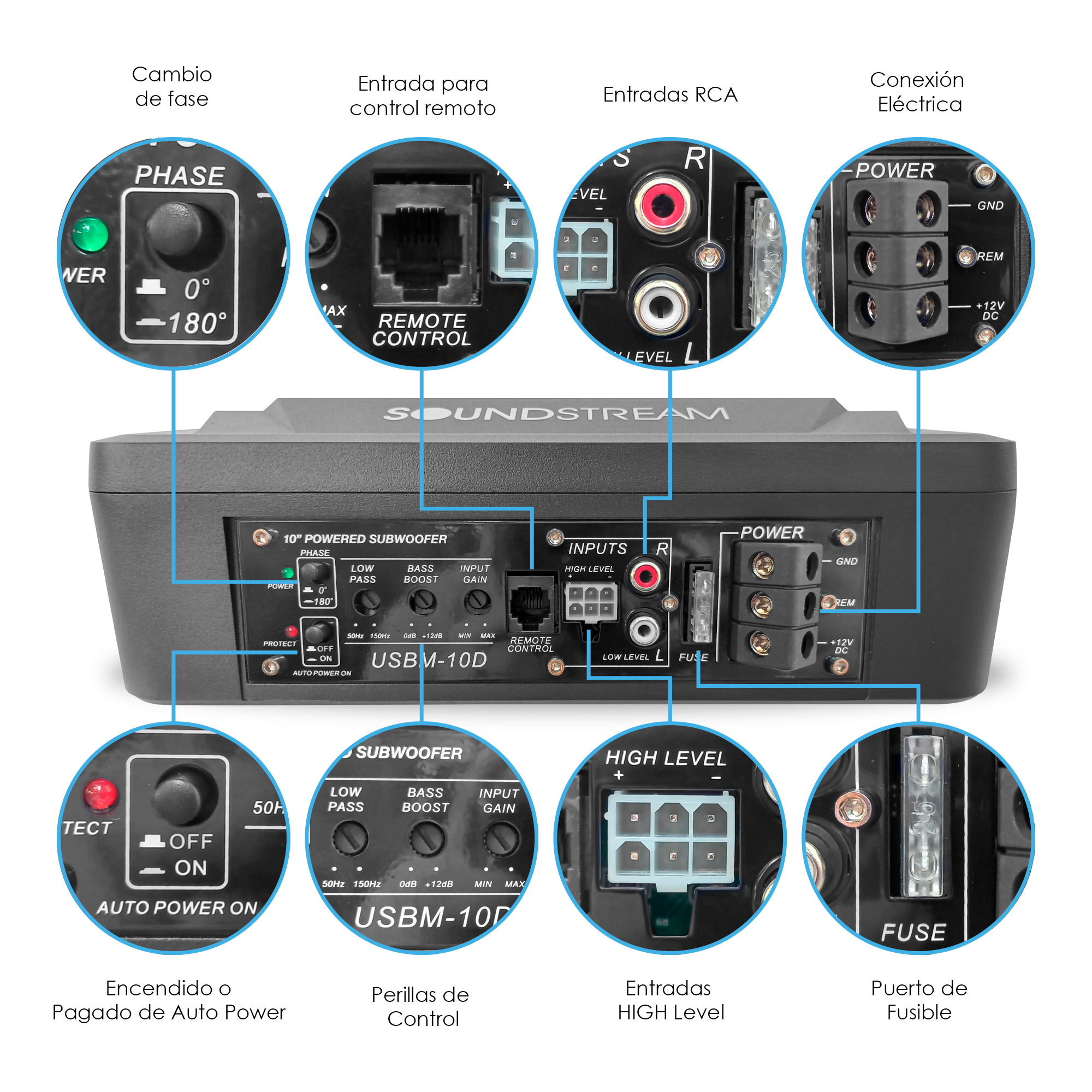 Subwoofer Amplificado 10'' Clase D Usbm-10d Soundstream.