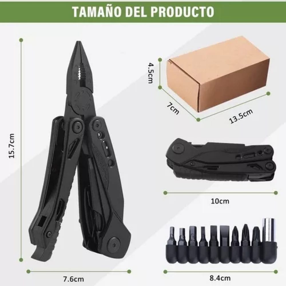 Multiherramien Pinzas Picapiedra Tijeras Abrebotellas Abrelatas Cuchillo De Gancho Acero Inoxidable Viene Con Broca Y Caja De Almacenamiento Especial Aplicable A Camping Pesca Equitación