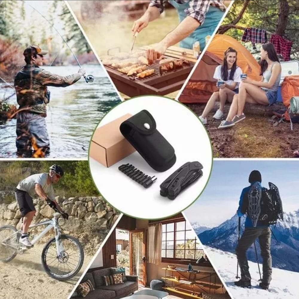 Multiherramien Pinzas Picapiedra Tijeras Abrebotellas Abrelatas Cuchillo De Gancho Acero Inoxidable Viene Con Broca Y Caja De Almacenamiento Especial Aplicable A Camping Pesca Equitación