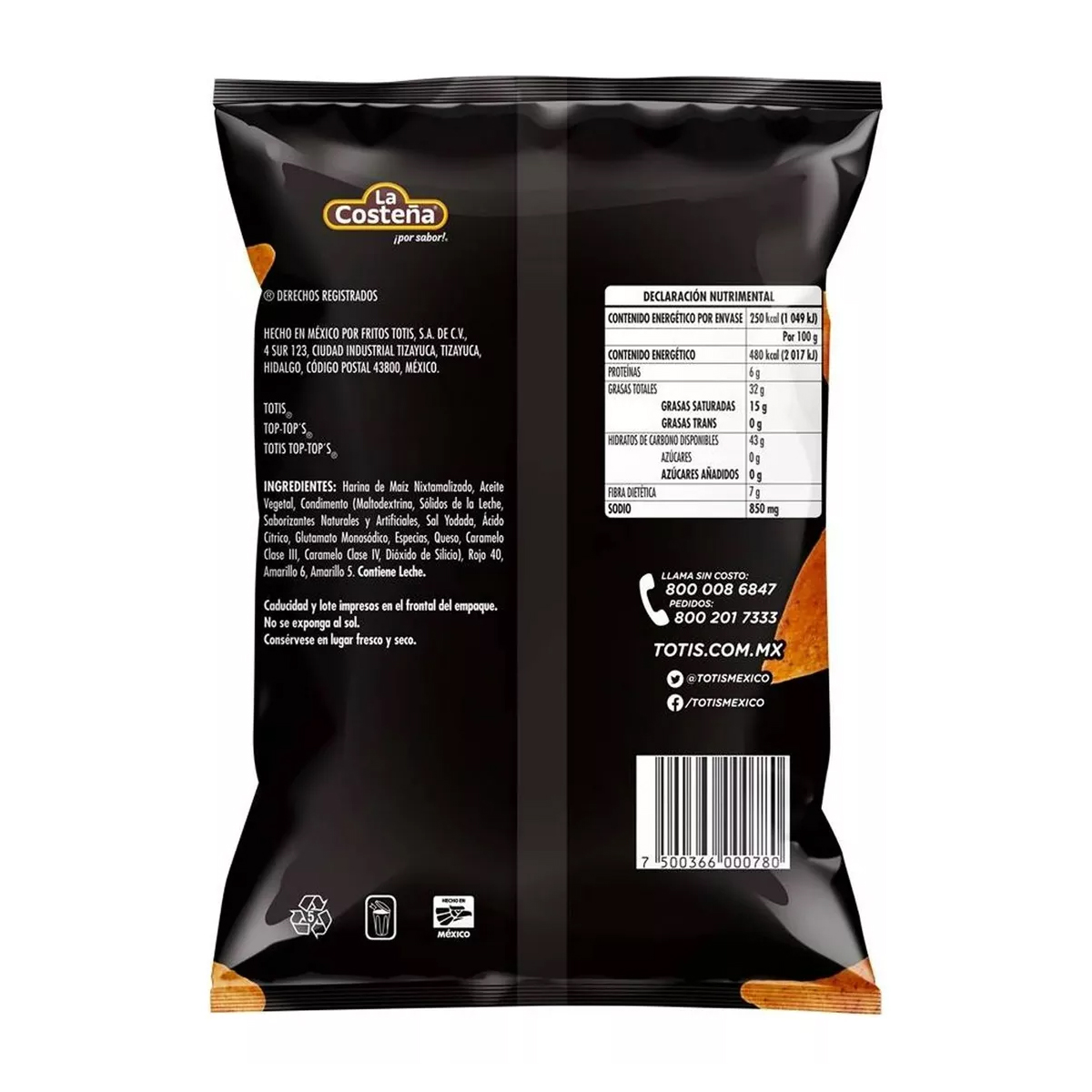 Top Tops Sabor Nachos 6 Piezas de 52 gramos c/u