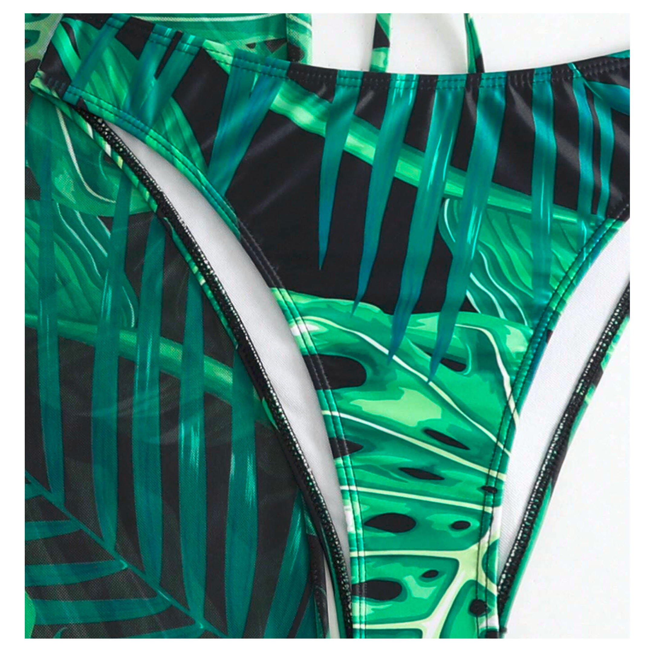 Traje de Baño Bikini 3 piezas con Pantalones Estampado Tropical