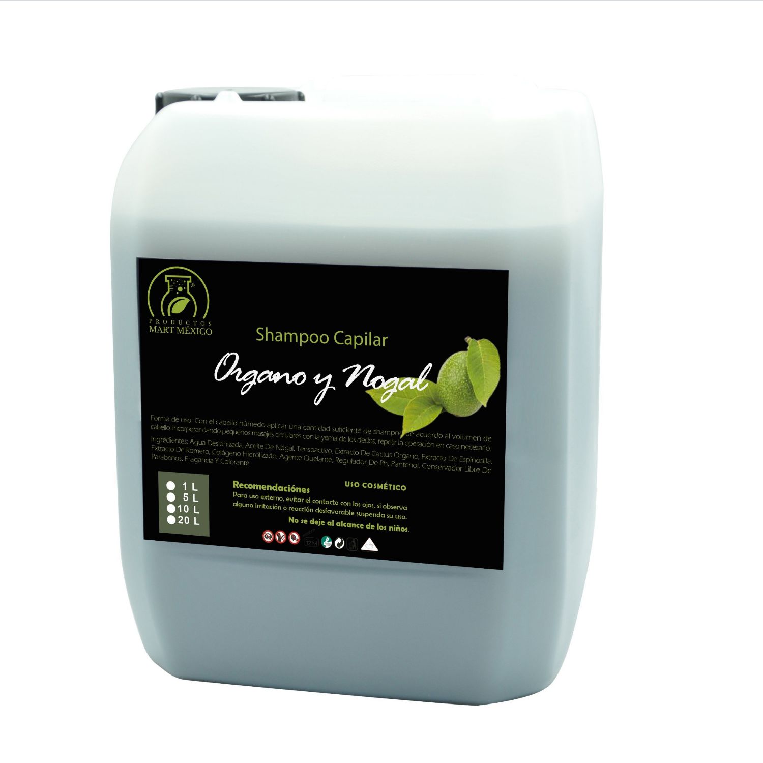 Shampoo Capilar De Organo Con Nogal Aporta Brillo (5 litros)