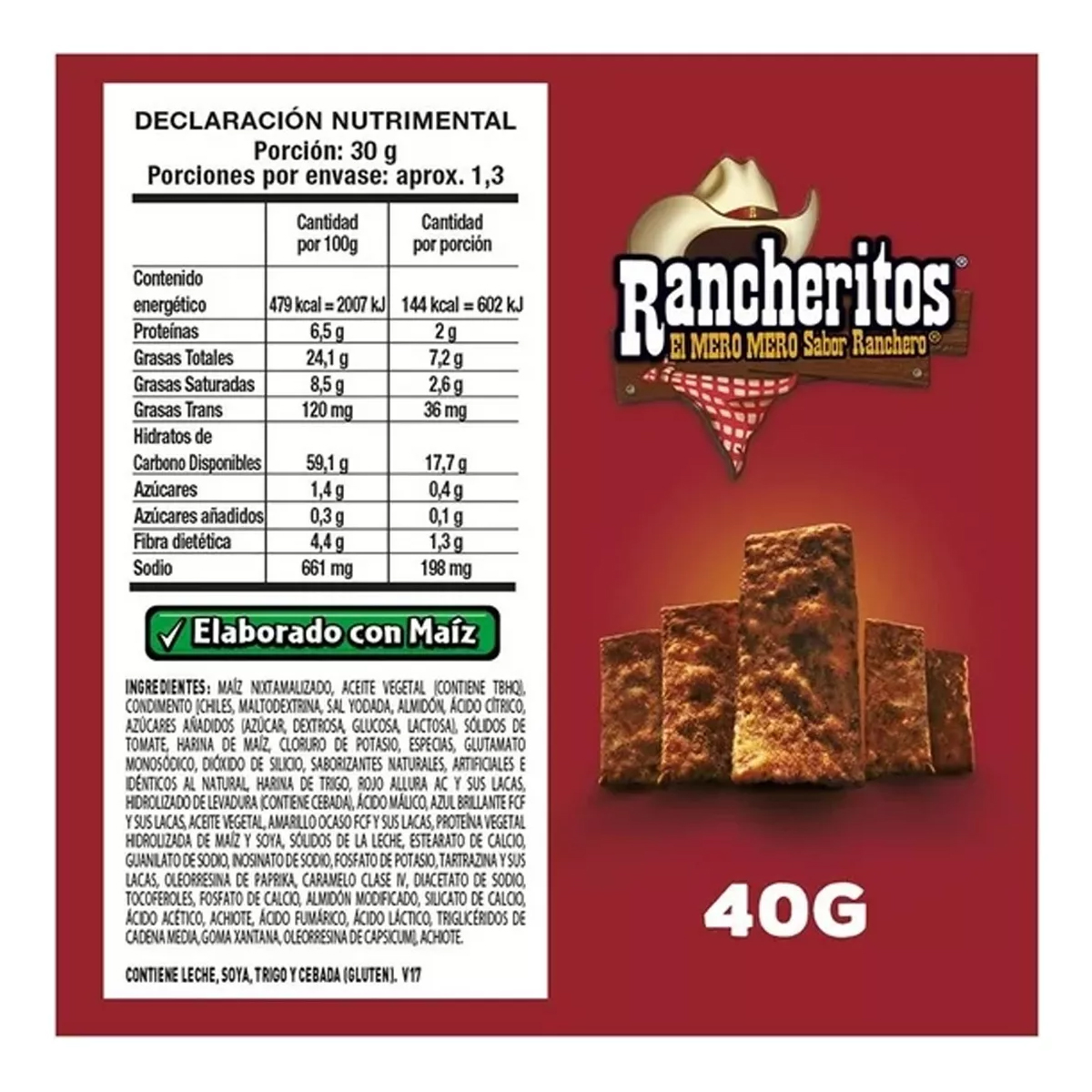 Botana Rancheritos 16 Piezas de 40 gramos c/u