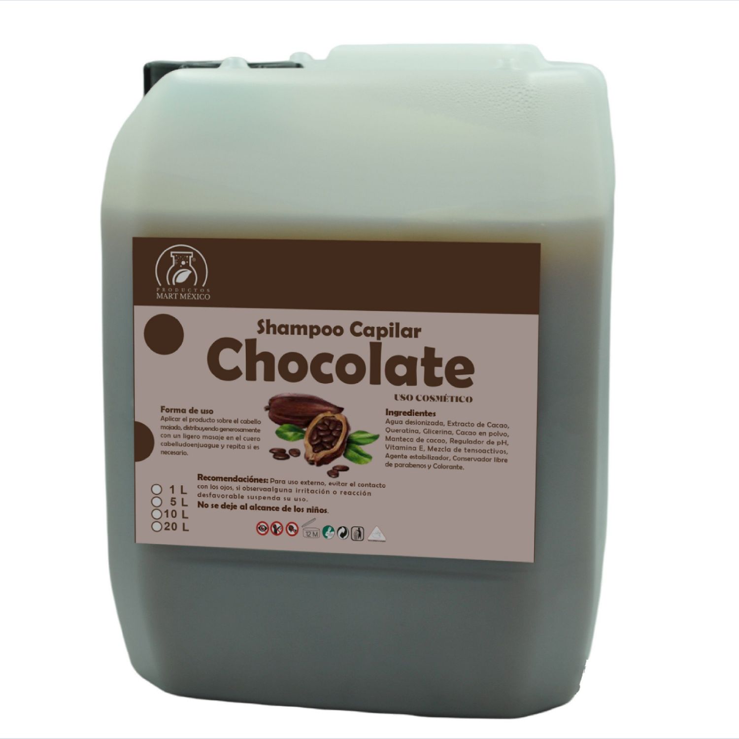 Shampoo Capilar De Chocolate Apariencia Saludable (5 litros)