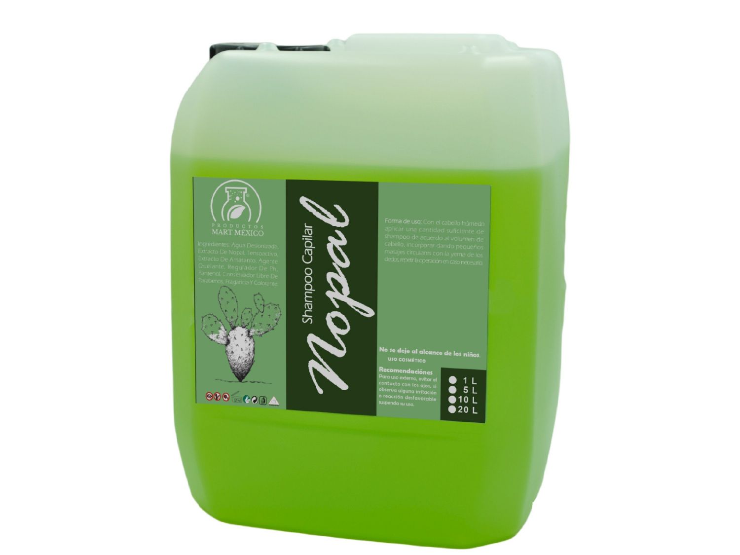 Shampoo Capilar De Nopal Limpieza Profunda (5 litros)