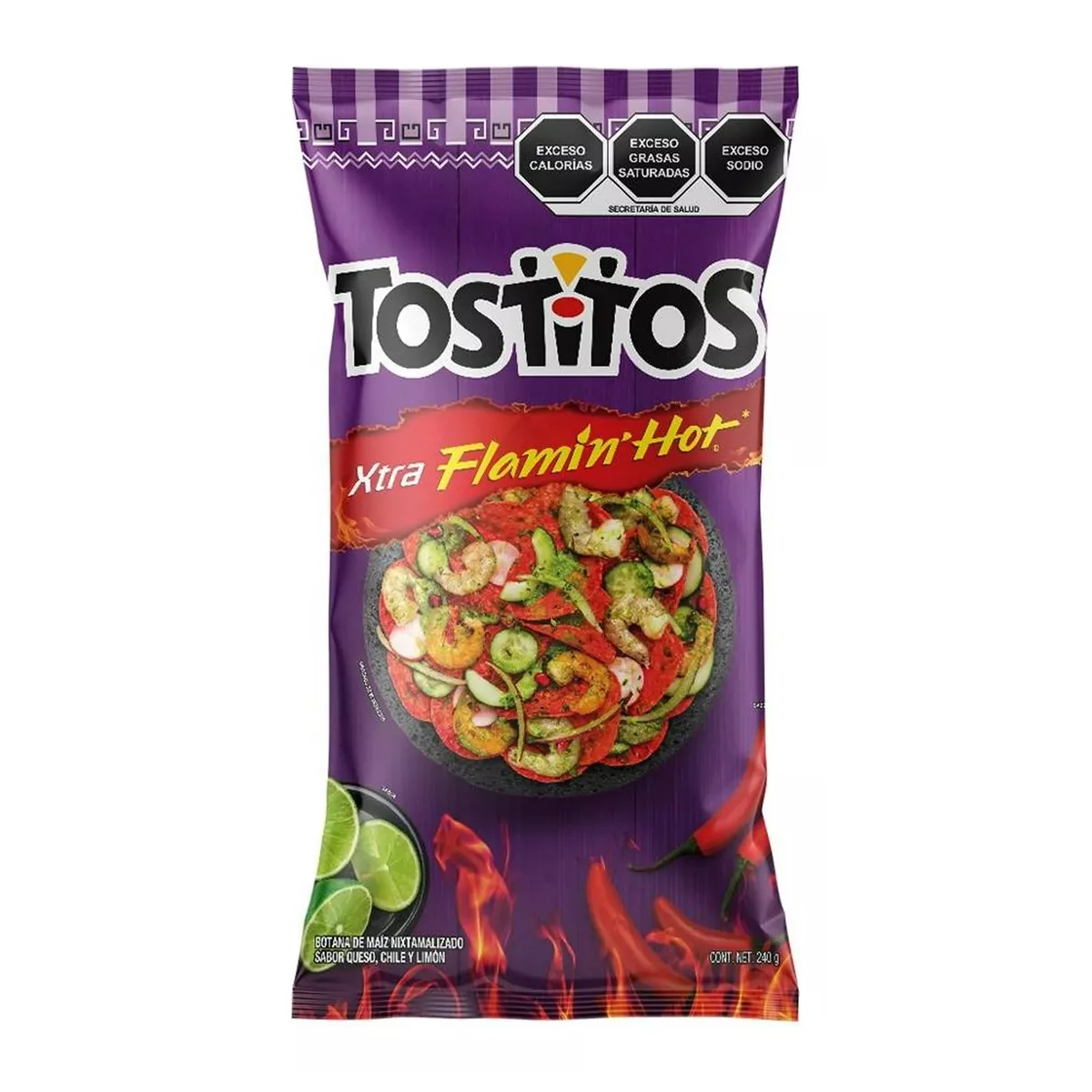 Sabritas Tostitos Xtra Flamin Hot 3 Piezas de 240 gramos c/u