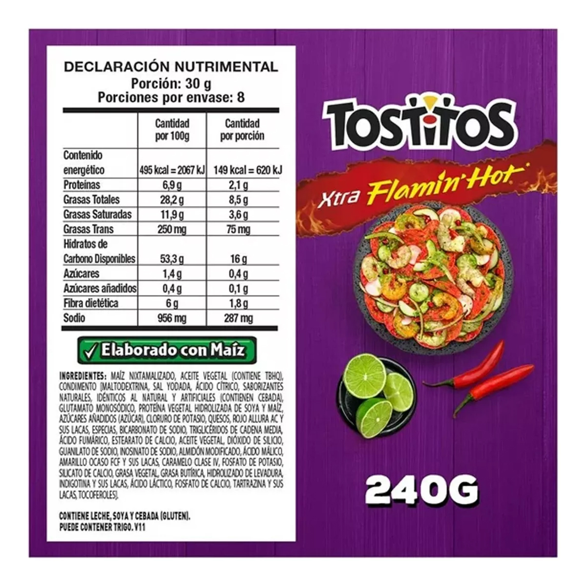 Sabritas Tostitos Xtra Flamin Hot 2 Piezas de 240 gramos c/u