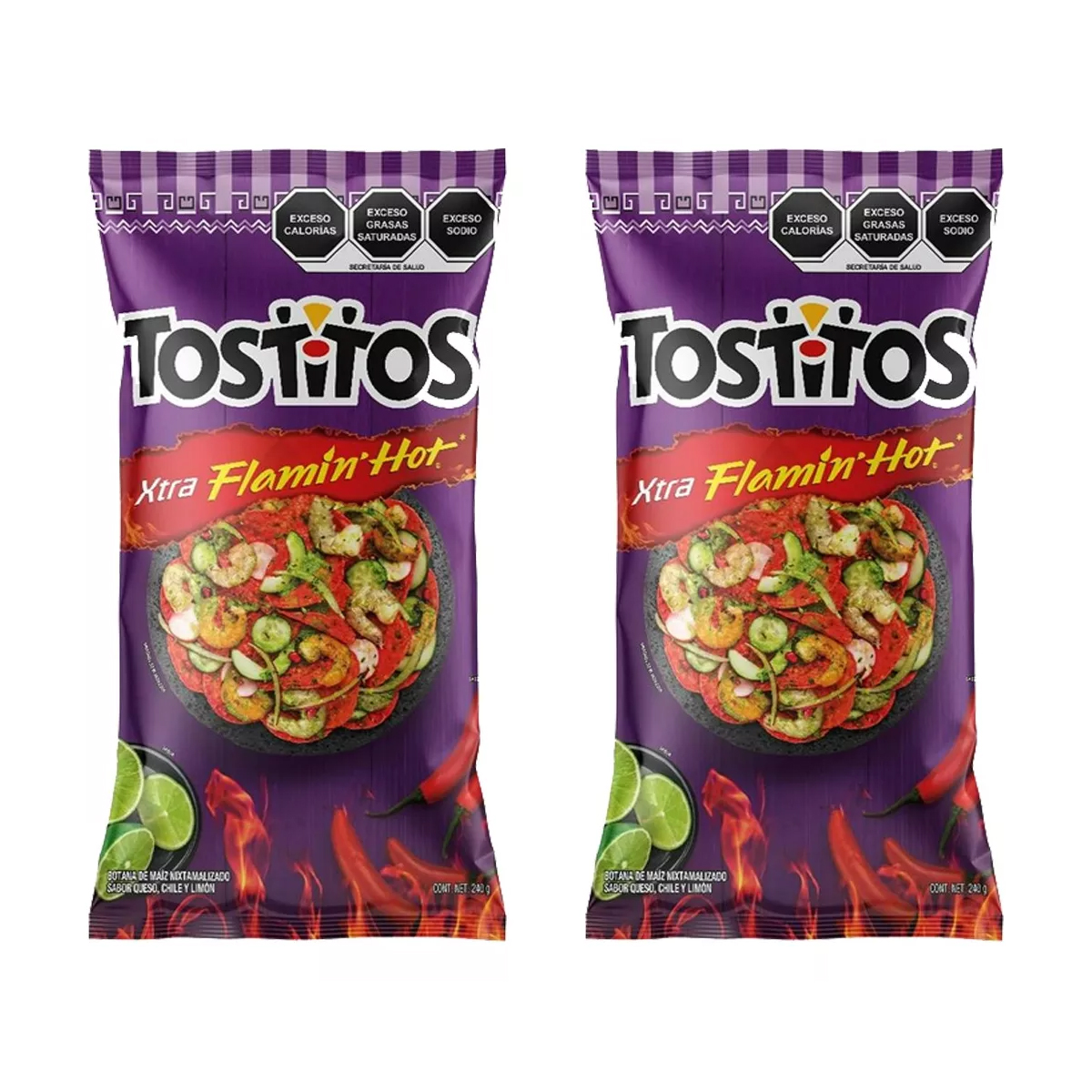 Sabritas Tostitos Xtra Flamin Hot 2 Piezas de 240 gramos c/u