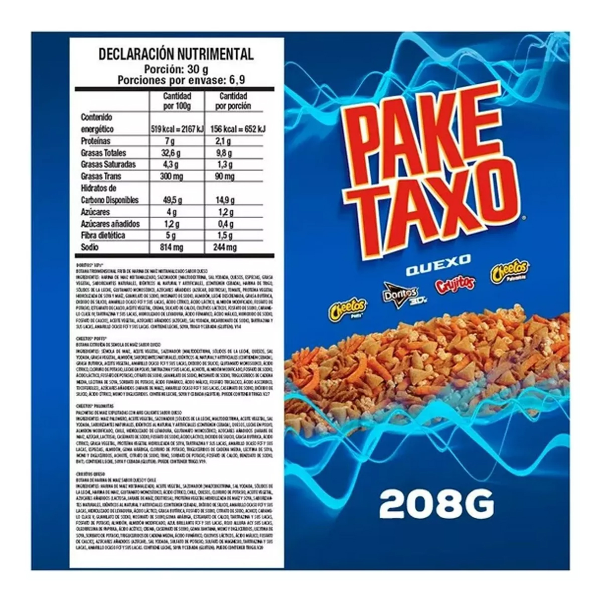 Sabritas Paketaxo Queso 3 Piezas de 208 gramos c/u