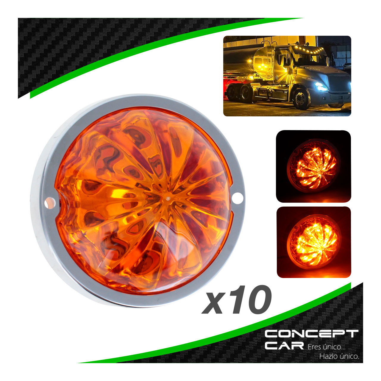 10 Plafon Redondo 7 Led Watermelon Punta Zepelin Plano 12-24v