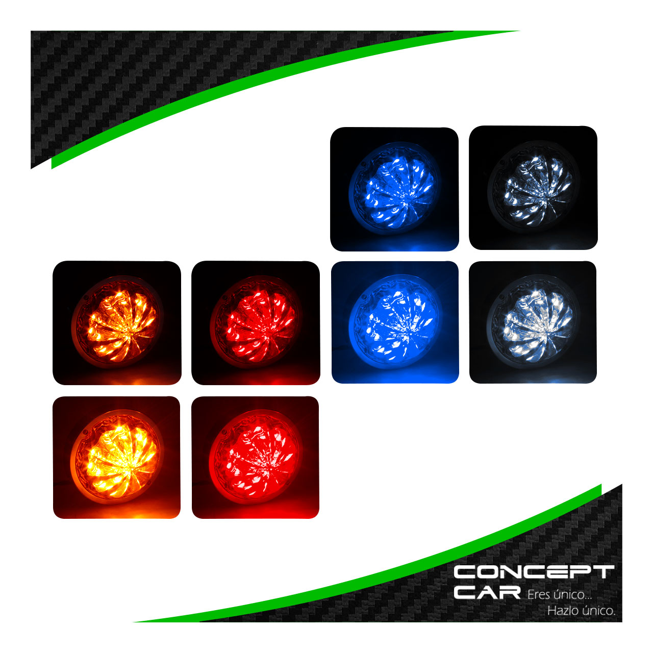 10 Plafon Redondo 7 Led Watermelon Punta Zepelin Plano 12-24v