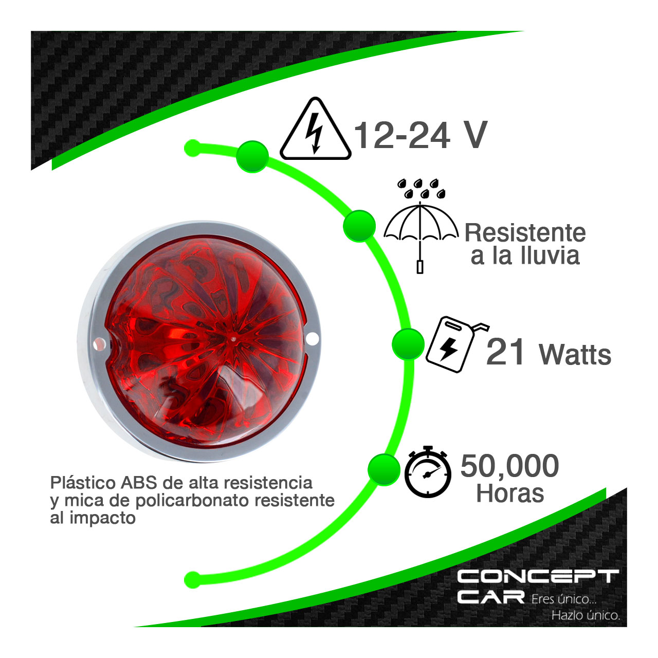 10 Plafon Redondo 7 Led Watermelon Punta Zepelin Plano 12-24v