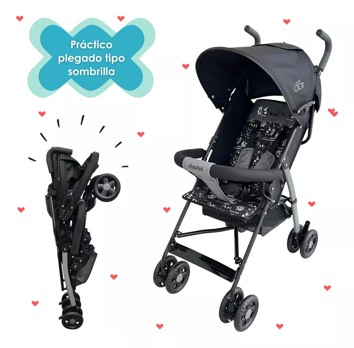 Carriola De Bastón Para Bebés Skit Disney 100 Negro Infanti