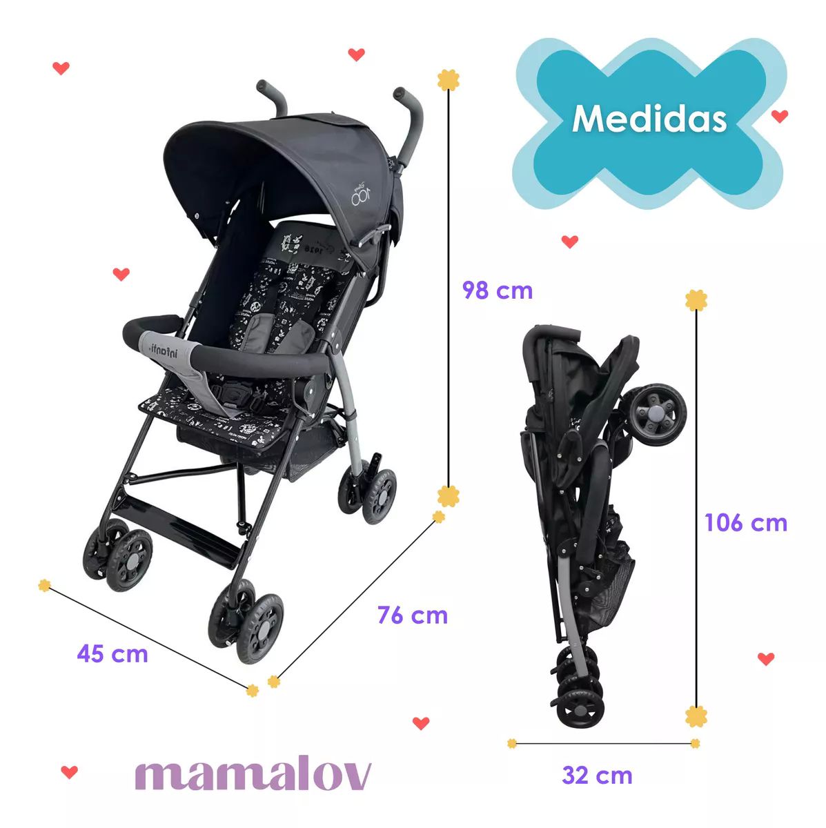 Carriola De Bastón Para Bebés Skit Disney 100 Negro Infanti