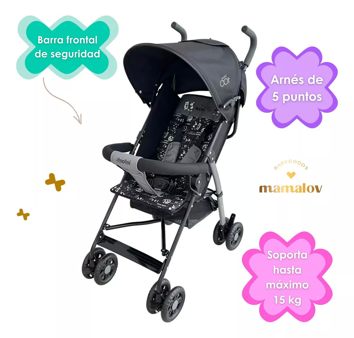 Carriola De Bastón Para Bebés Skit Disney 100 Negro Infanti