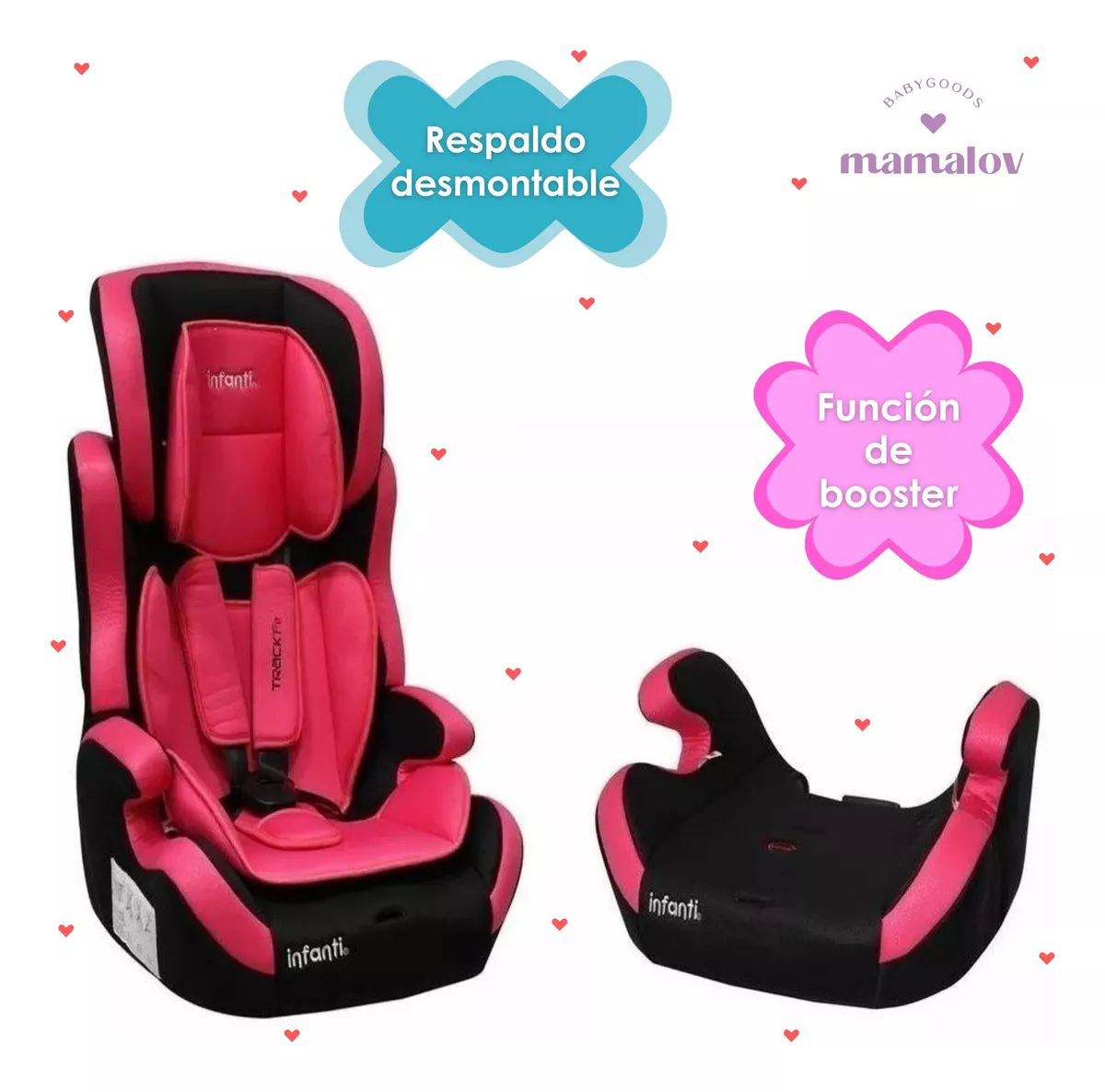 Autoasiento Booster Grupo 1, 2 Y 3 Infanti Track Fit - Rosa