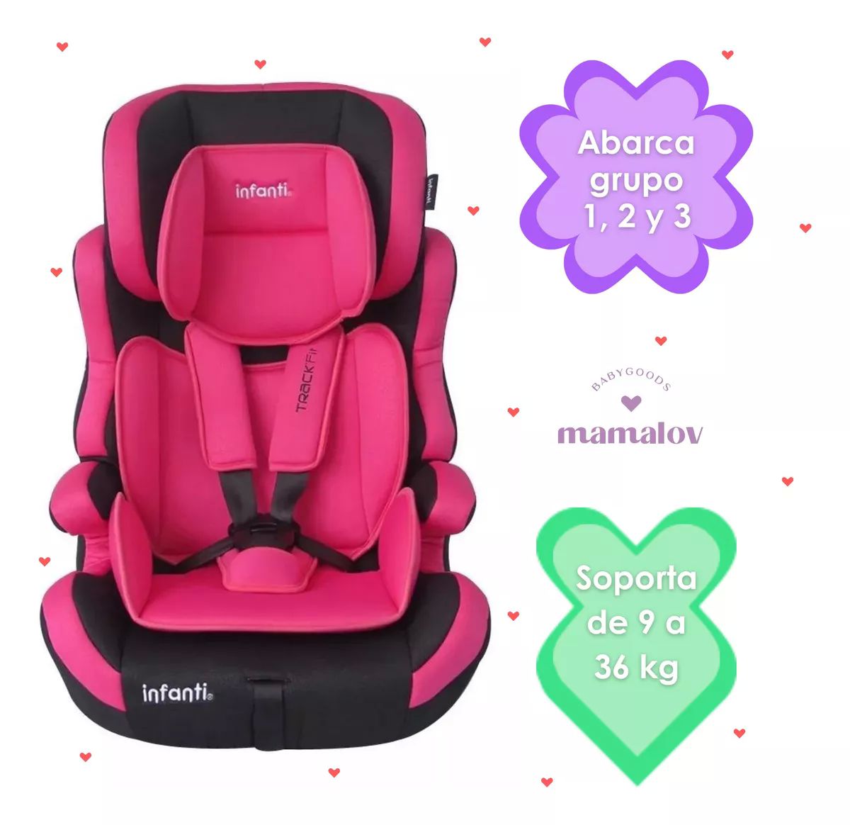 Autoasiento Booster Grupo 1, 2 Y 3 Infanti Track Fit - Rosa