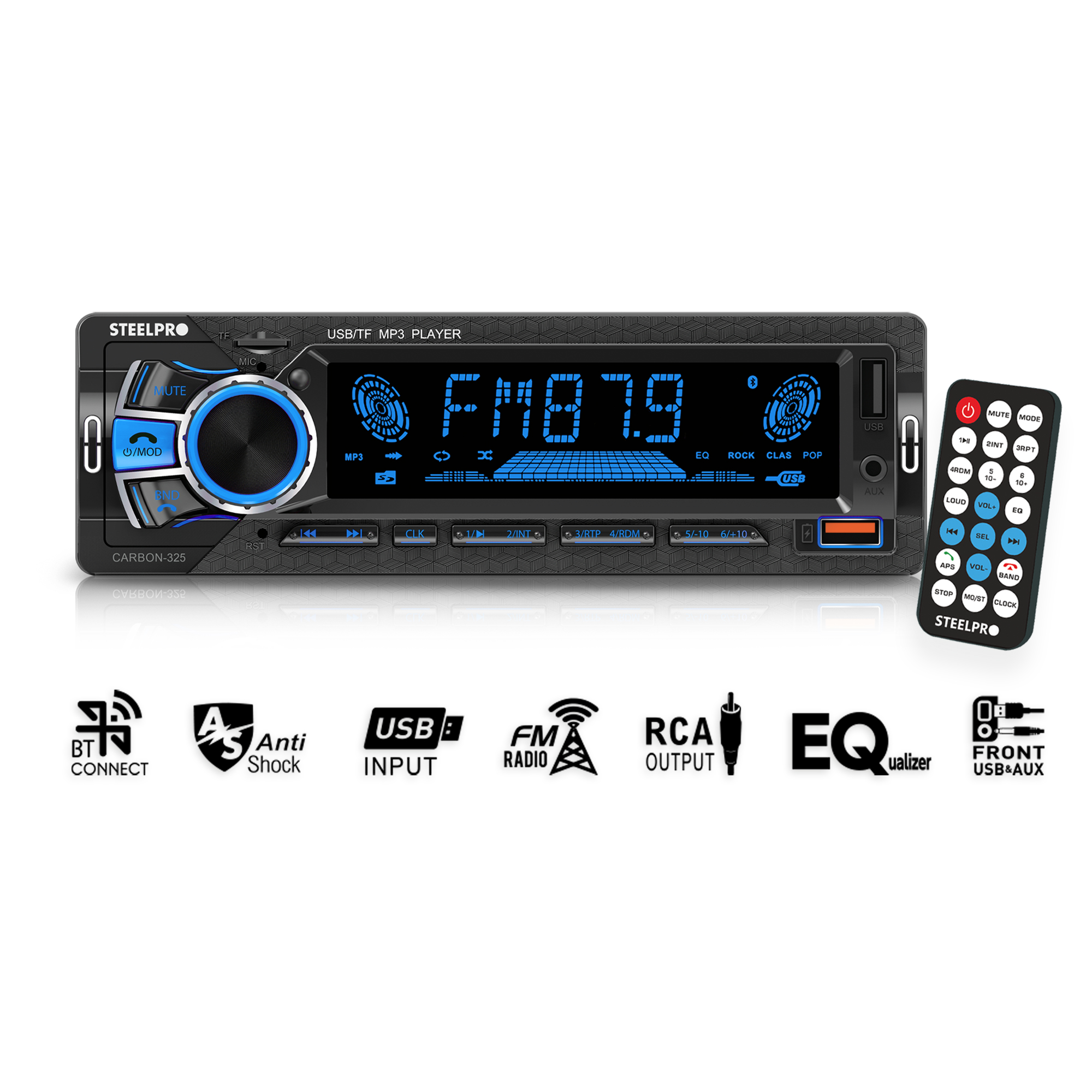 Autoestereo Bluetooth 1 Din 2usb, Sd Aux Estereo - Steelpro