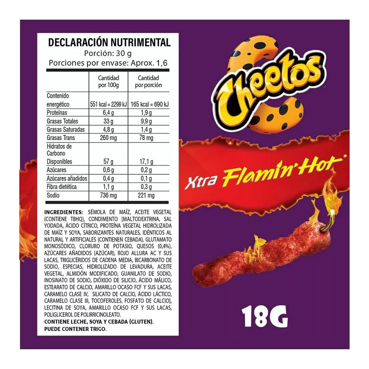 Sabritas Cheetos Flamin Hot 16 Piezas de 18 gramos c/u