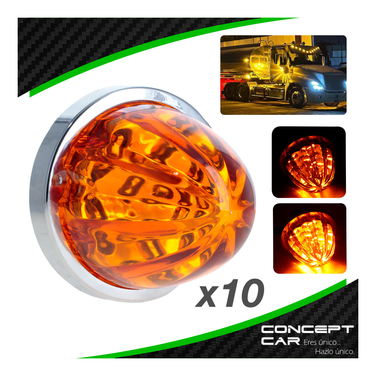 10 Plafon Redondo 7 Led Watermelon Punta Zepelin Pico 12-24v