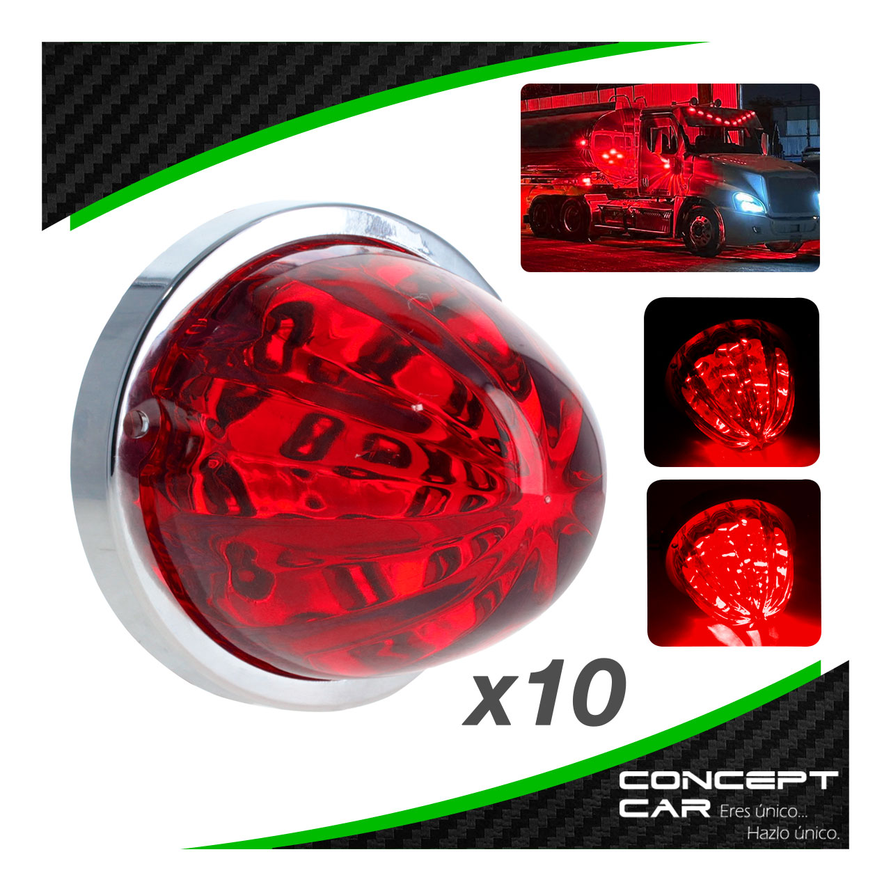 10 Plafon Redondo 7 Led Watermelon Punta Zepelin Pico 12-24v