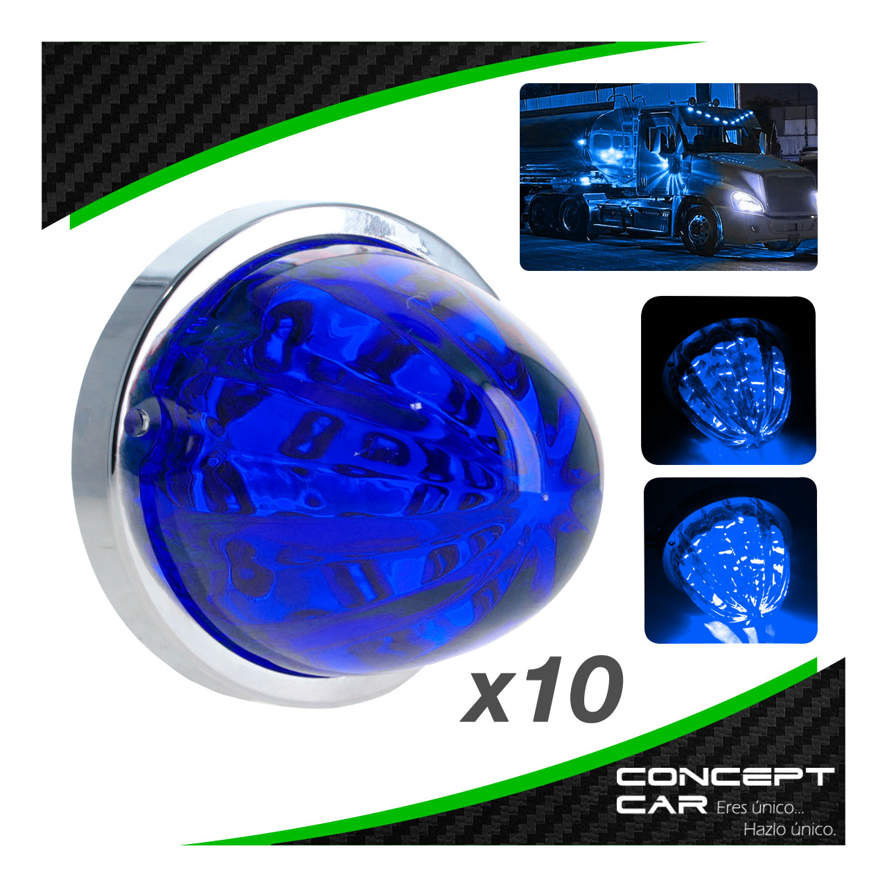 10 Plafon Redondo 7 Led Watermelon Punta Zepelin Pico 12-24v