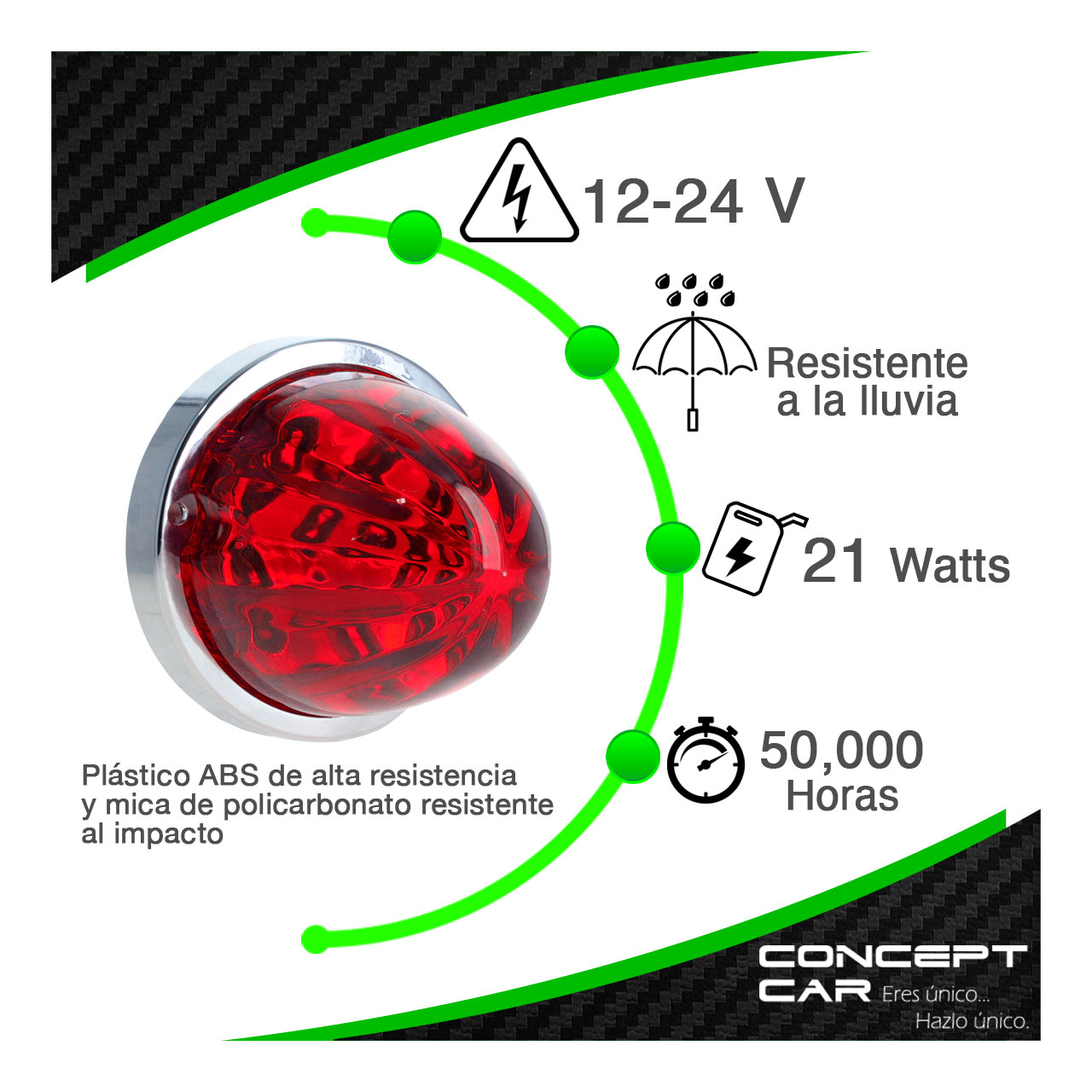 10 Plafon Redondo 7 Led Watermelon Punta Zepelin Pico 12-24v
