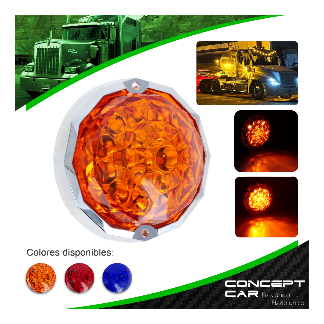 Plafon Redondo 7 Led Diamante Punta Zepelin Plano 12-24v