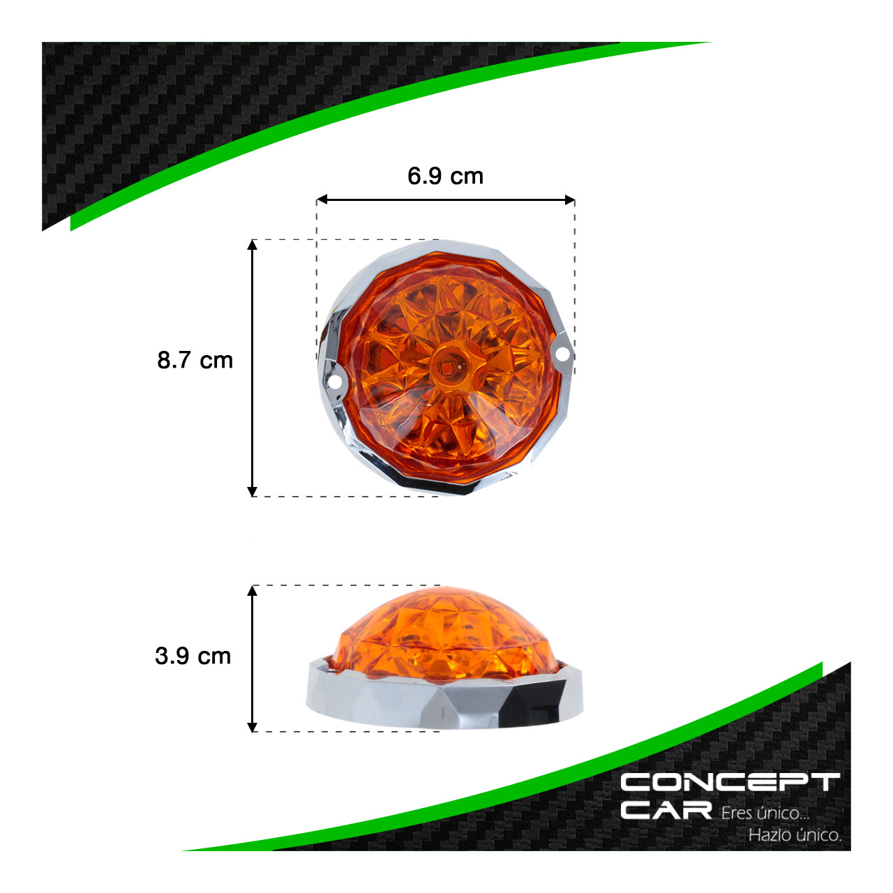 Plafon Redondo 7 Led Diamante Punta Zepelin Plano 12-24v