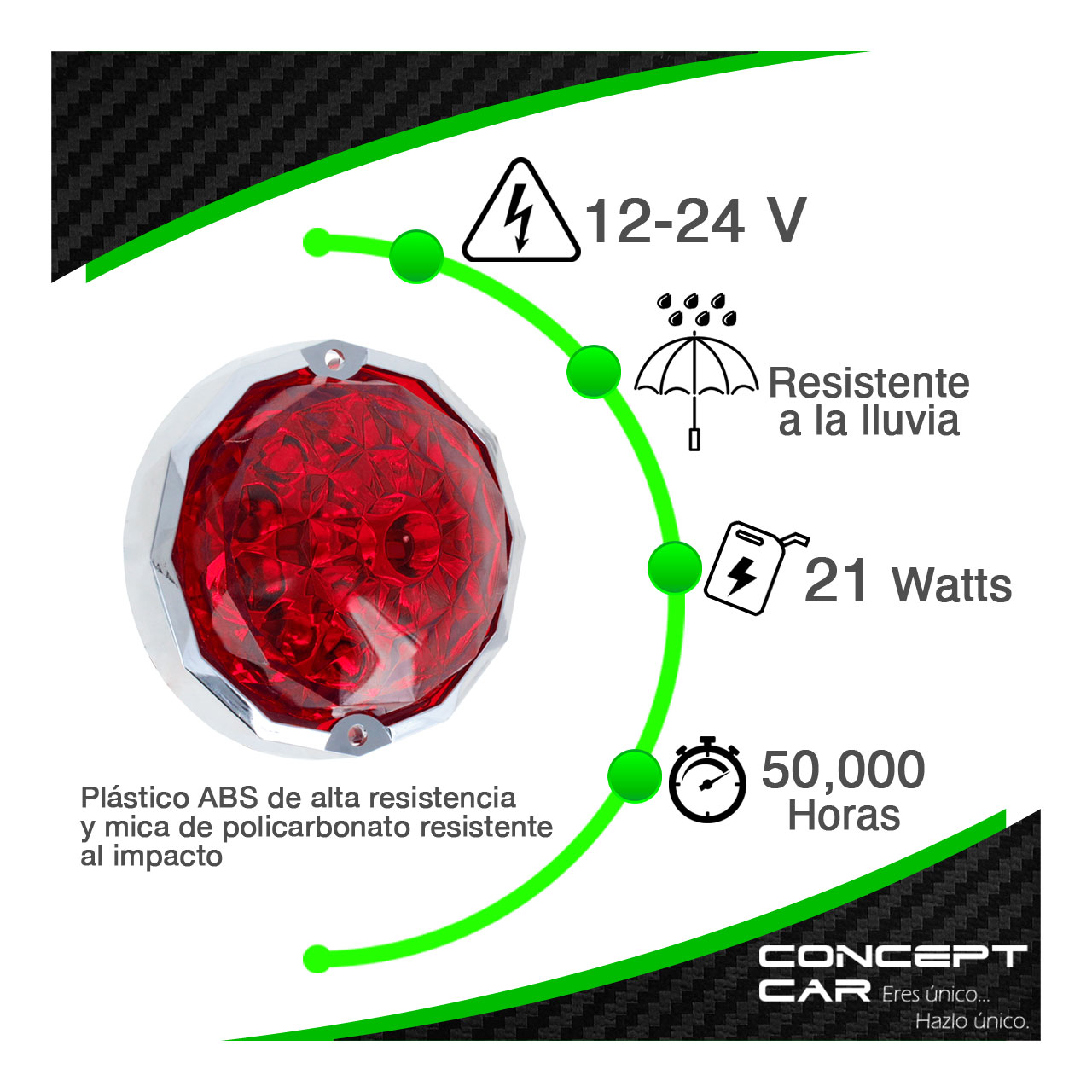 Plafon Redondo 7 Led Diamante Punta Zepelin Plano 12-24v