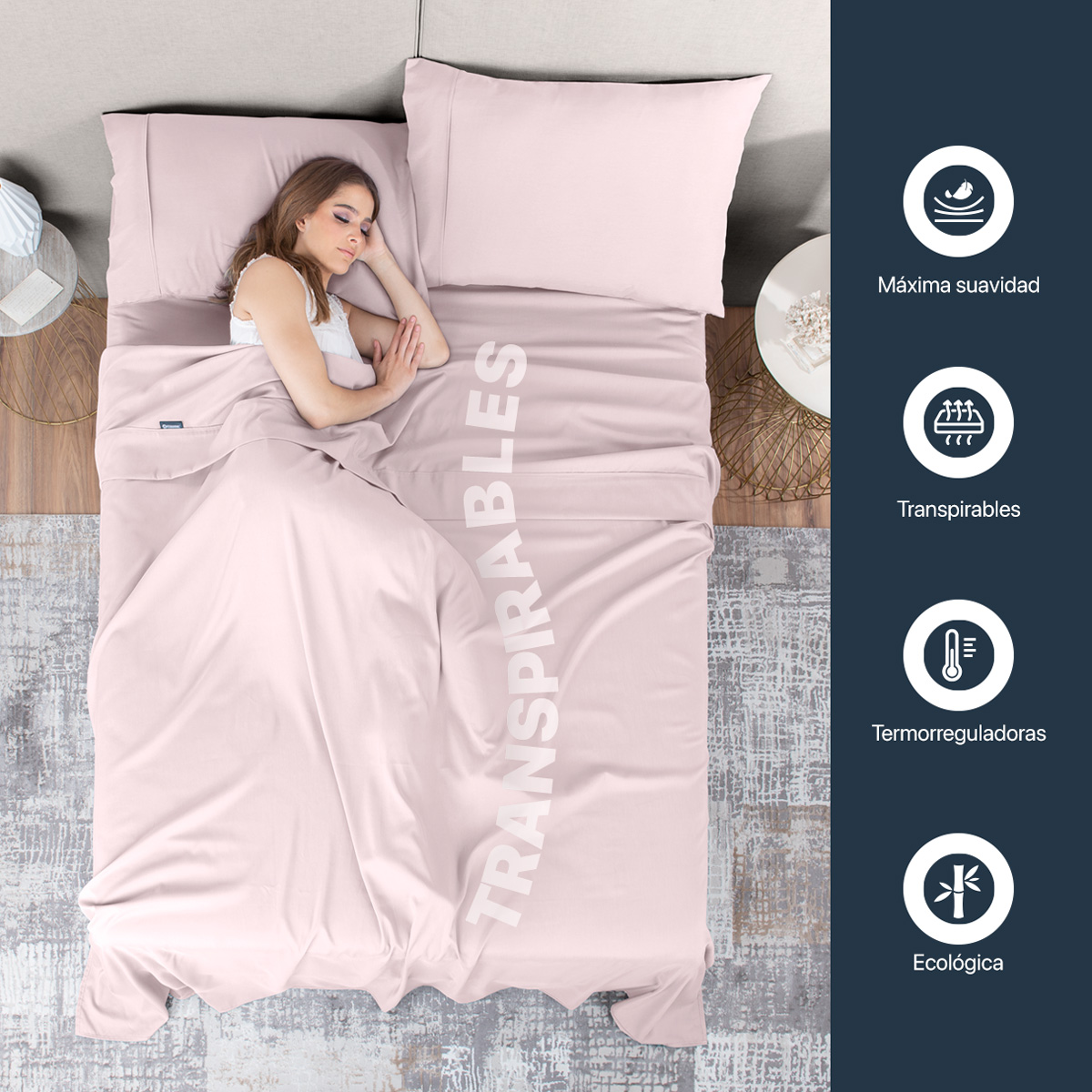 Sábanas Individual De Bambú / Bamboo Ultra Suaves Y Frescas Rosa ESQUIMAL.