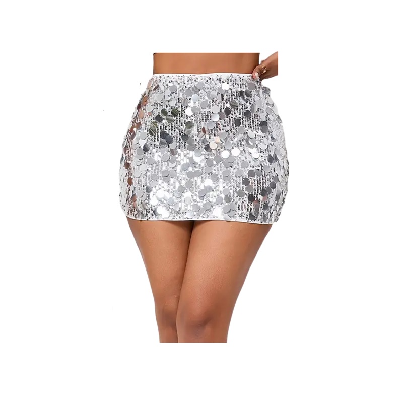 Falda con lentejuelas Plateado