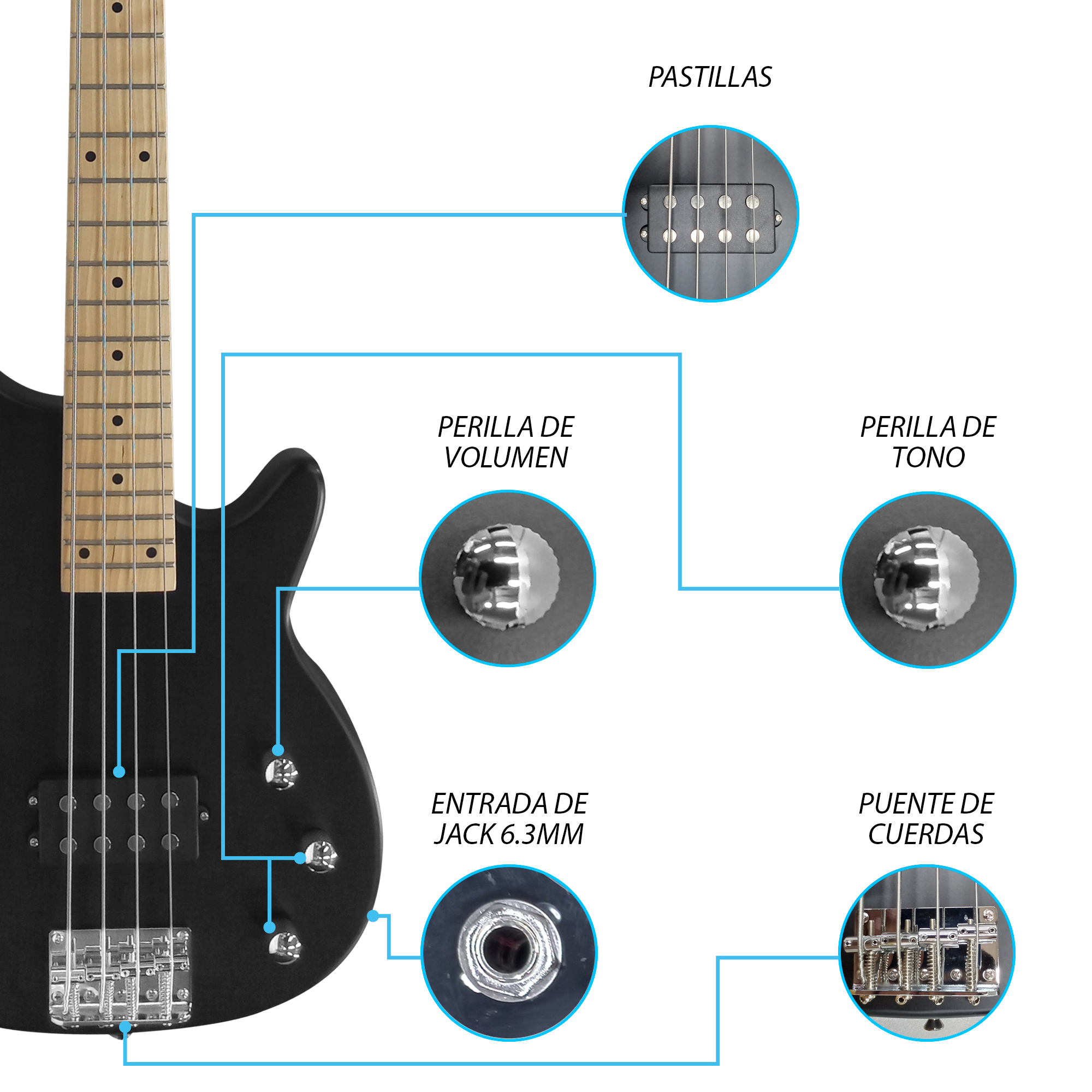 Paquete Bajo Electrico Jethro Series By Steelpro 503-sk