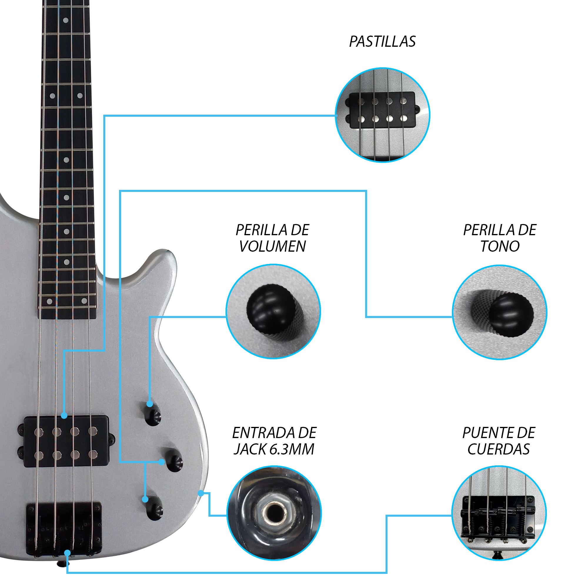 Paquete Bajo Electrico Jethro Series By Steelpro 504-sk