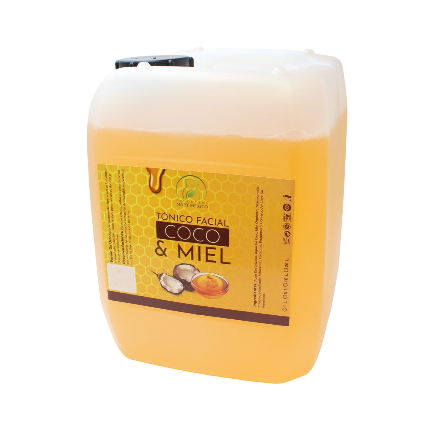 Tónico Facial De Coco Con Miel Orgánica 10 litros