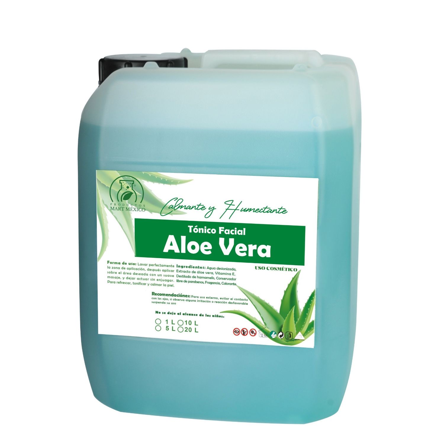 Tónico De Aloe Vera Hidratante Facial 10 litros