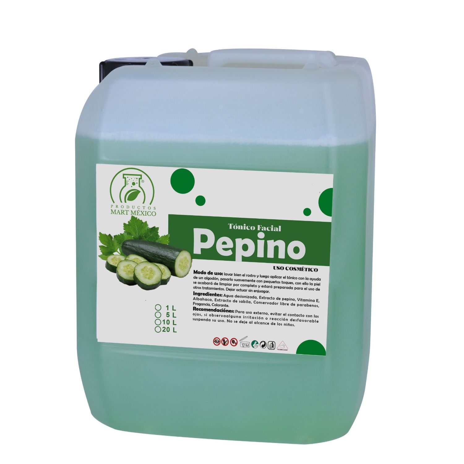 Tónico Facial De Pepino Hidratante Facial 10 litros