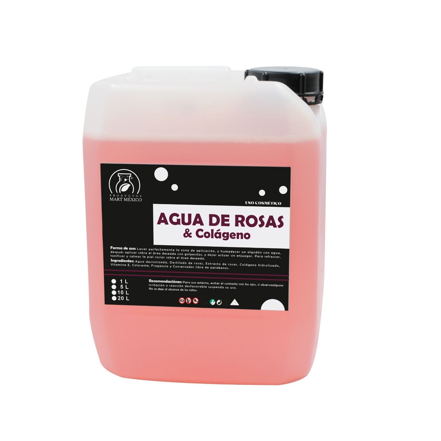 Agua De Rosas Con Colágeno Hidratante Facial 5 litros