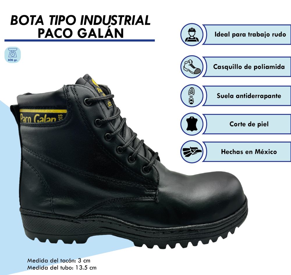 Botas Industriales Paco Galán 777 Negro Sin Casquillo.