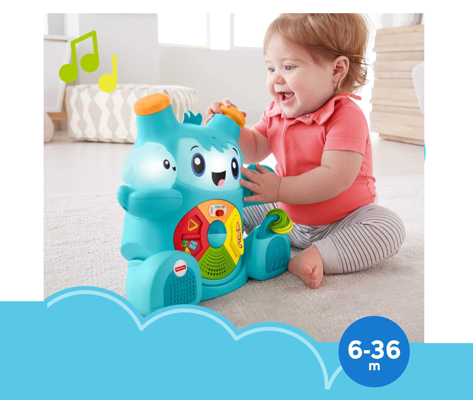 Fisher Price Rocki ¡Aprende, Baila y Graba! Más de 100 Canciones, Sonido, Melodias y Frases 6-36M