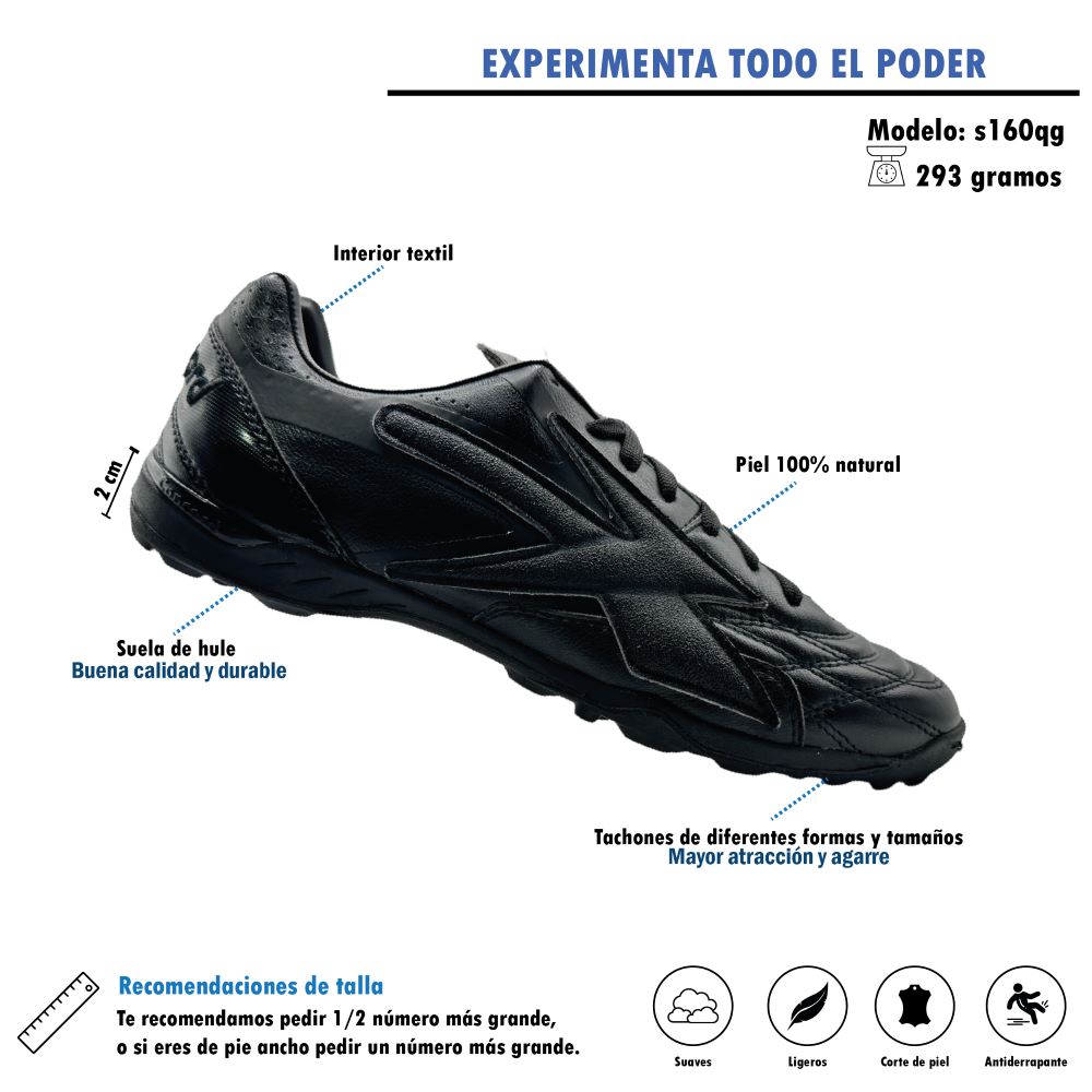Tenis Concord Futbol Rápido Turf De Piel Negro/negro S160qg.