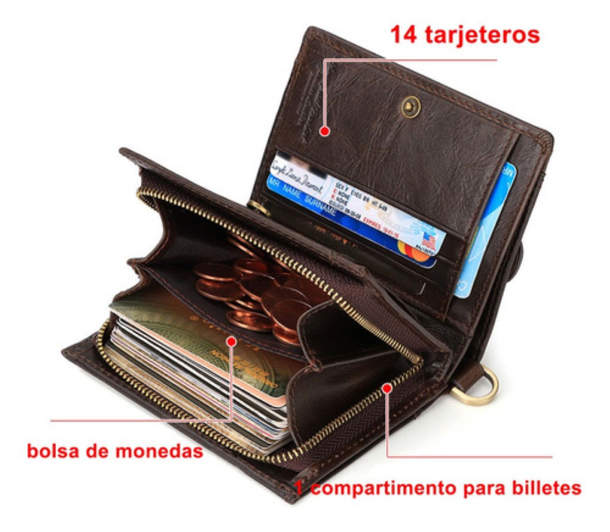 Tarjetero Hombre Cartera Caballero Piel Regalos Para Hombres
