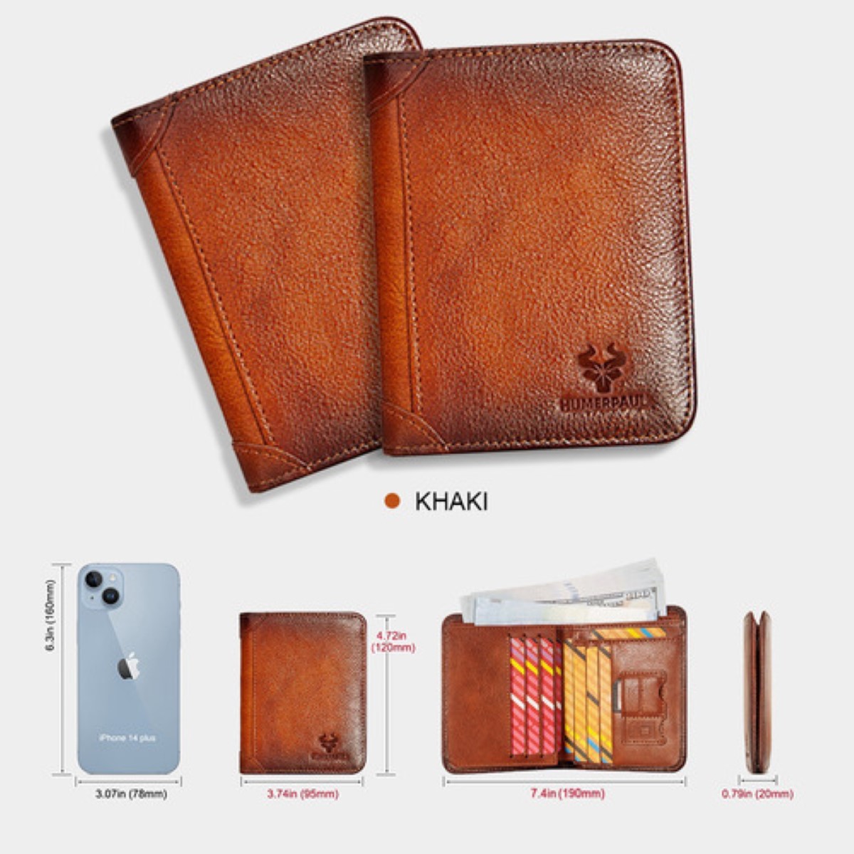 Cartera De Cuero Genuino Para Hombre Regalo Con Bloqueo Marrón