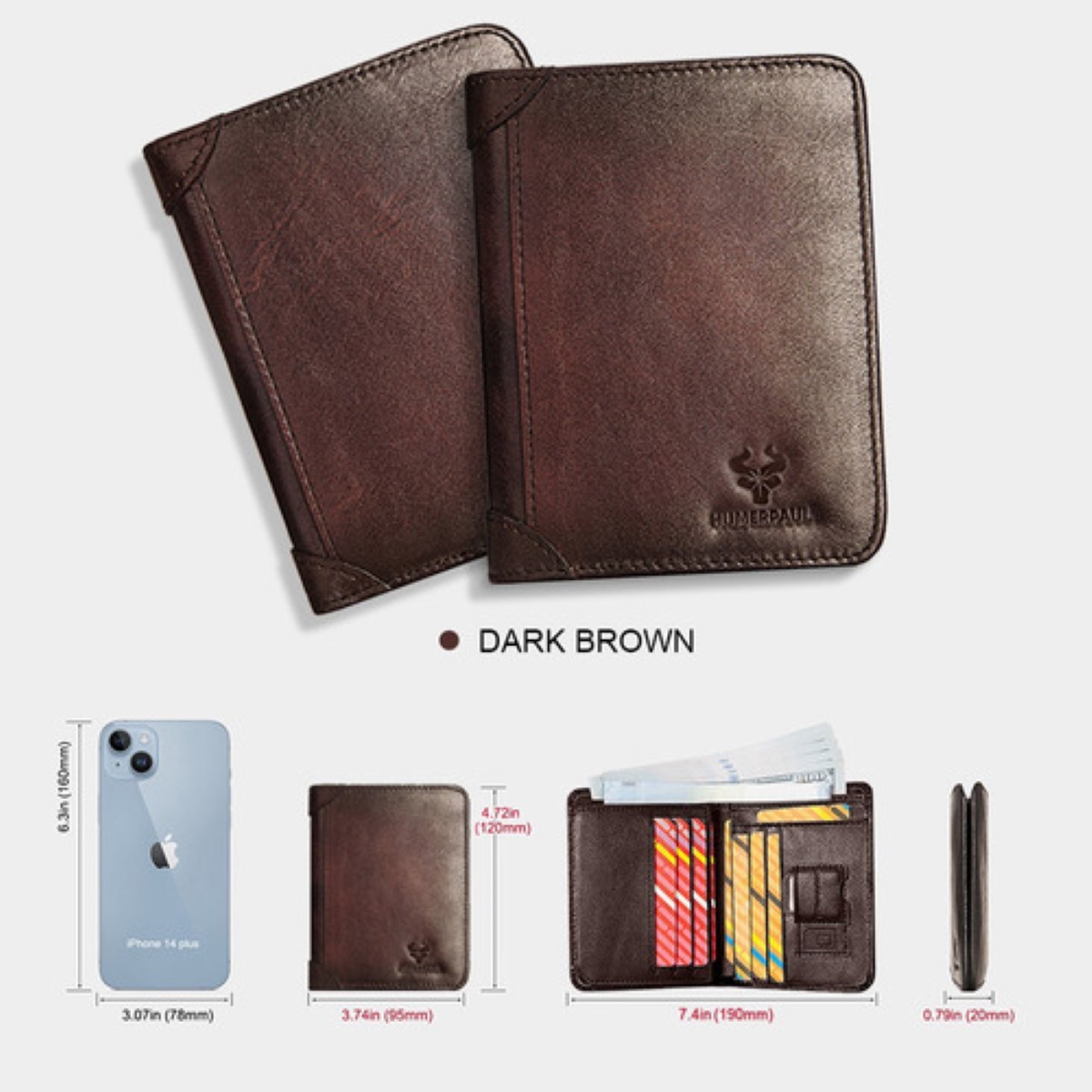 Carteras Para Hombre De Piel Con Bloqueo Rfid Marrón oscuro