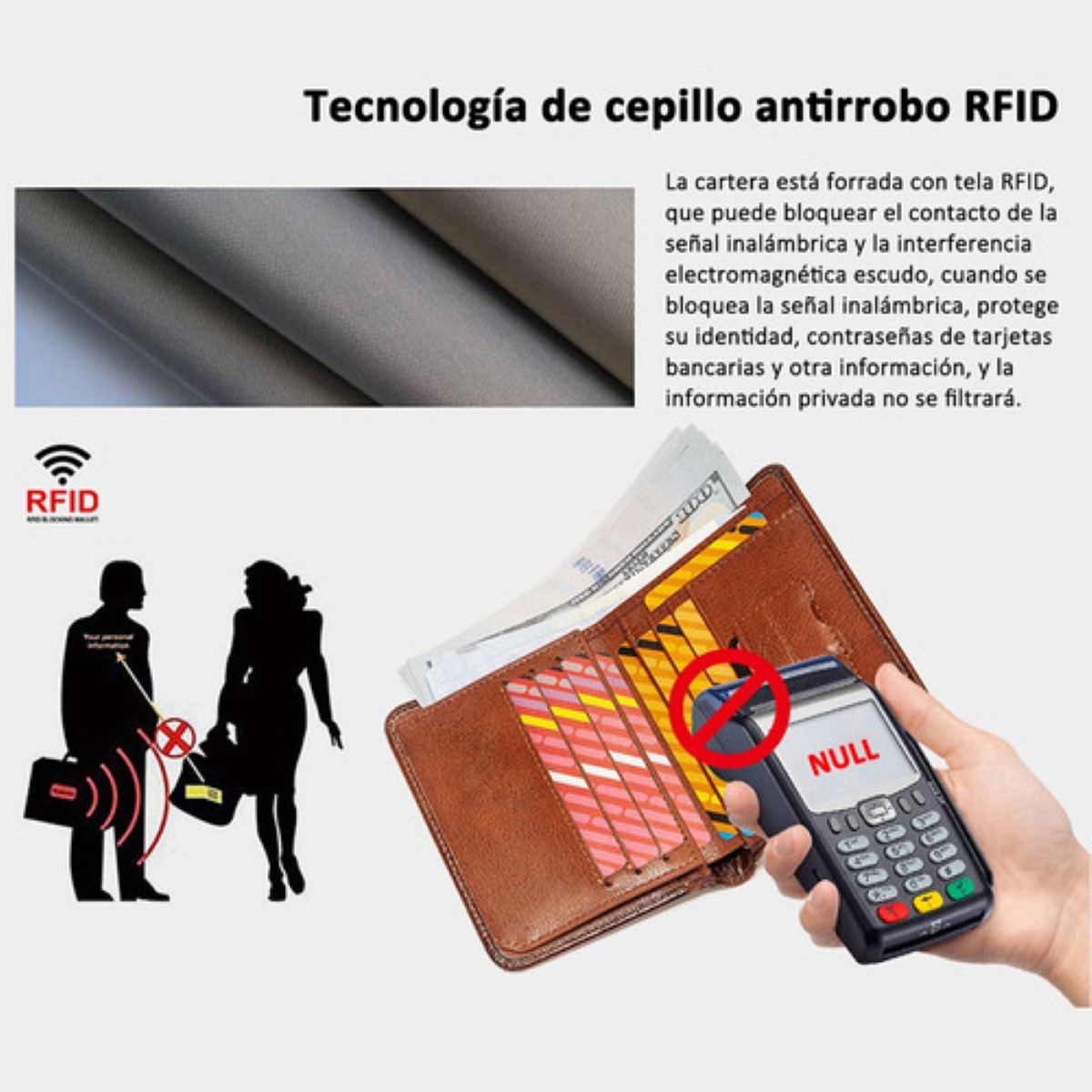 Carteras Para Hombre De Piel Con Bloqueo Rfid Marrón oscuro