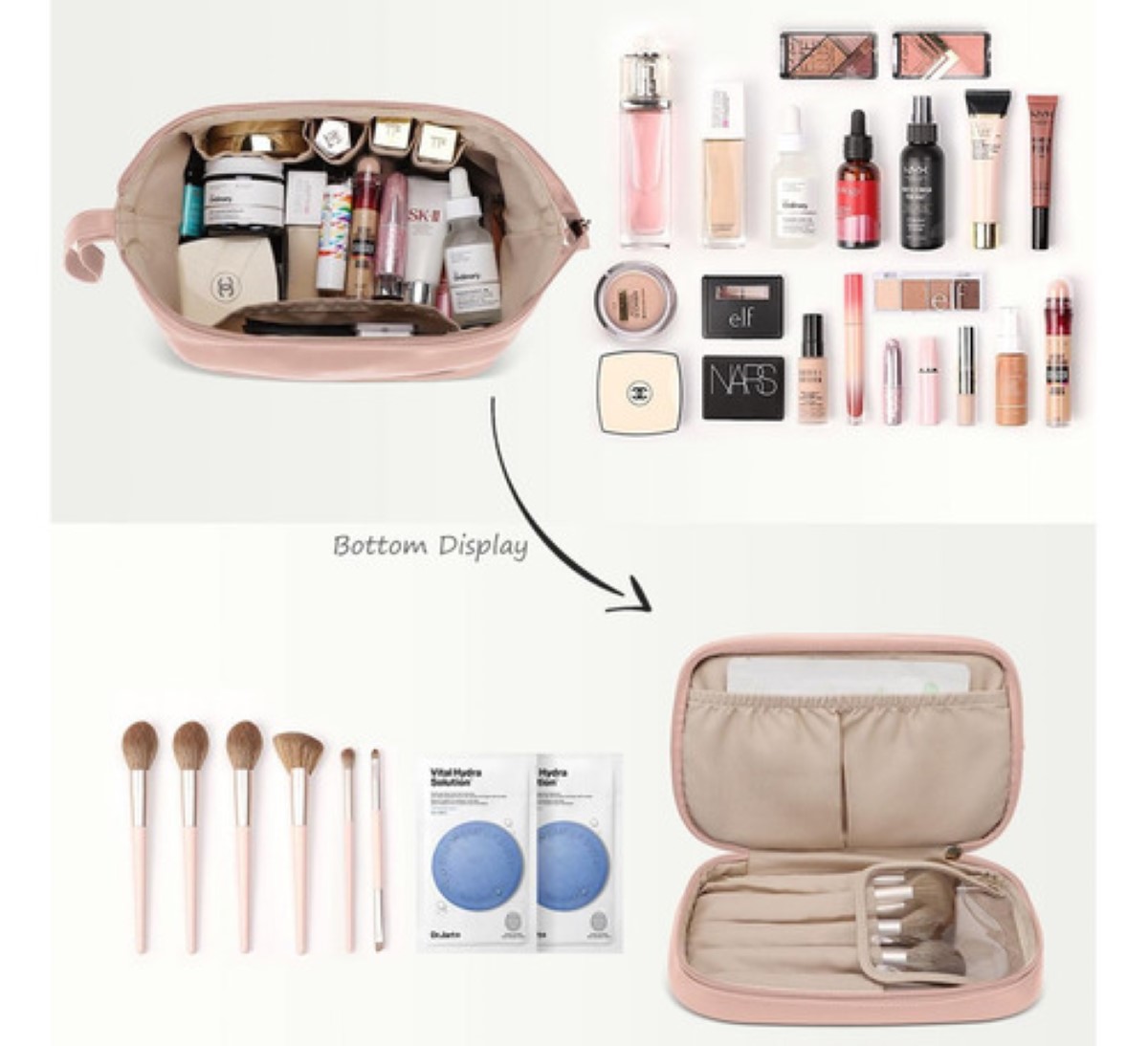 Neceser Cosmetiquera Profesional Viaje Maquilla Impermeable Rosa