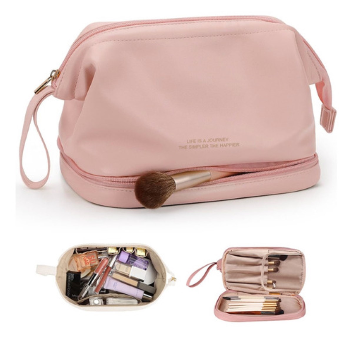 Neceser Cosmetiquera Profesional Viaje Maquilla Impermeable Rosa