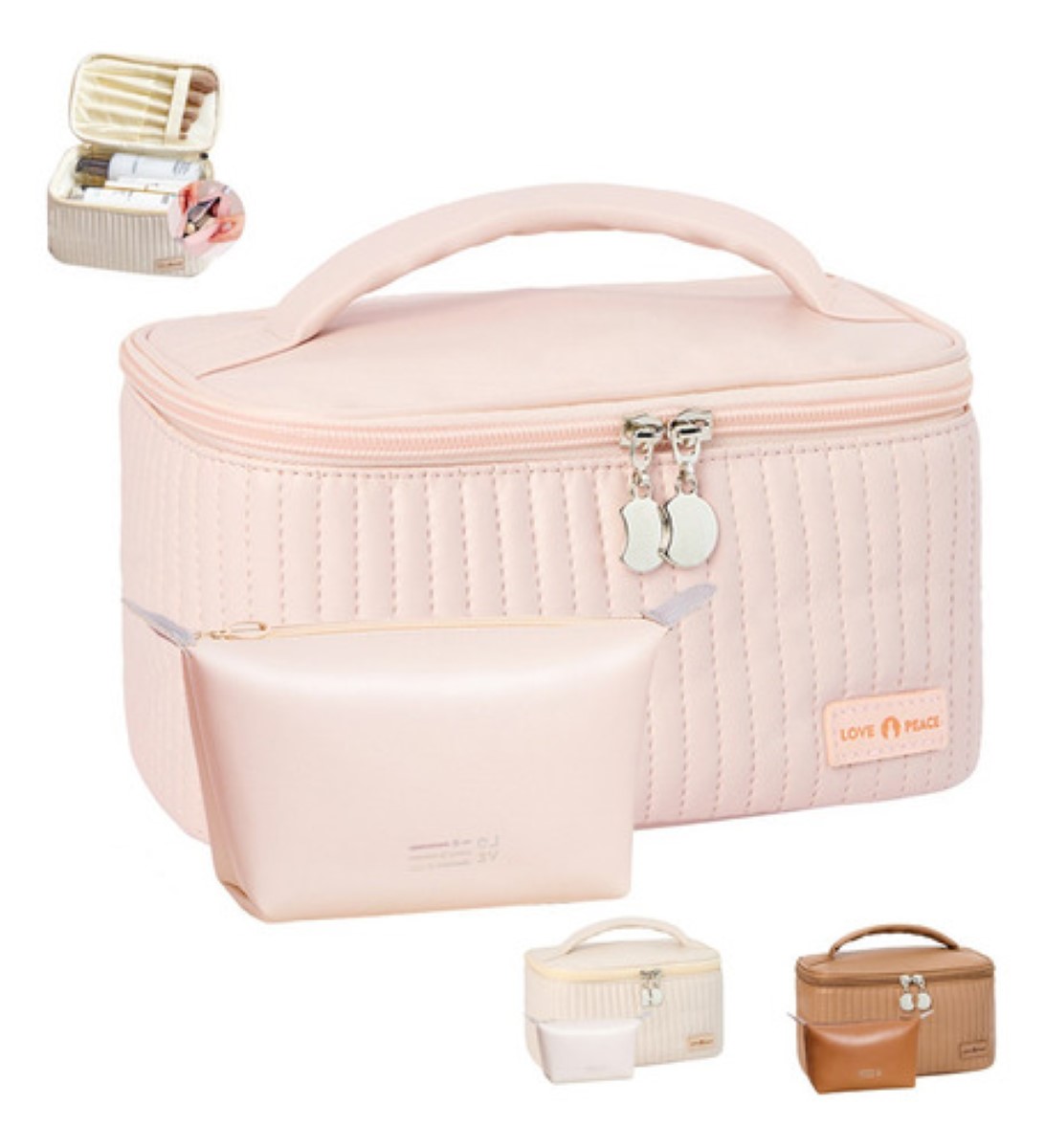 Cosmetiqueras De Viaje Neceser Maquillaje Organizador Set 2 rosa